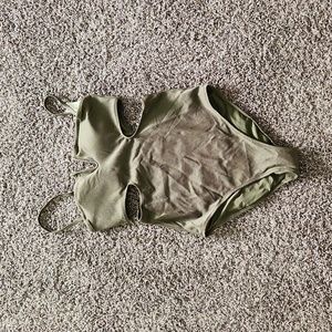 Aerie Shine Pique v wire cut out one piece swimsuit